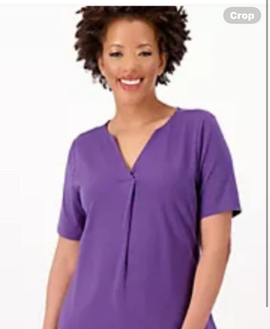 Denim and Company short sleeve top dark lilac size 3X