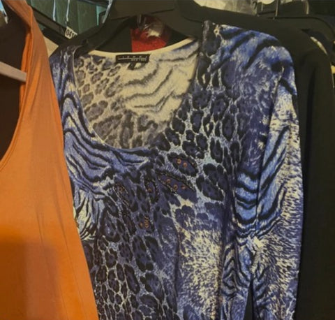 Blue Animal Print Top - Large