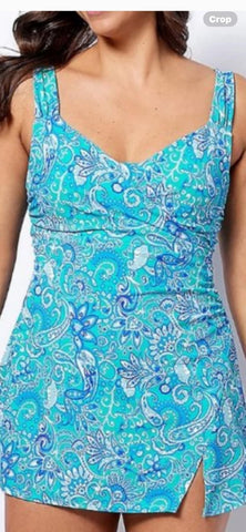 Blue Paisley Print Issaca Mizrachi Swim Dress