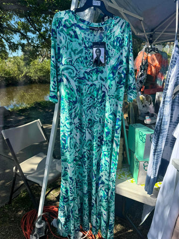 Blue/Green Print Maxi - XL/1X